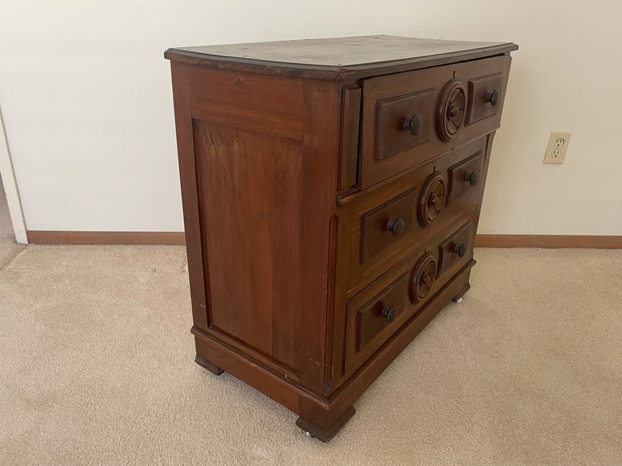 Vintage Wooden 3-Drawer Chest Of Drawers 31W X 16D X 29.5H [Photo 7]