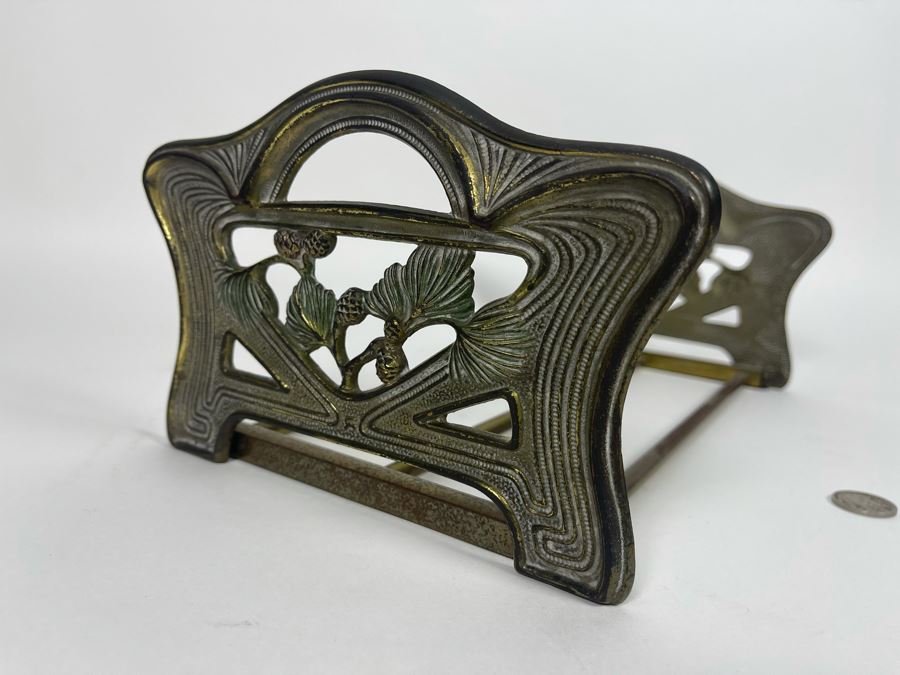 Vintage Adjustable Metal Art Nouveau Book Rack Expandable 12L [Photo 3]