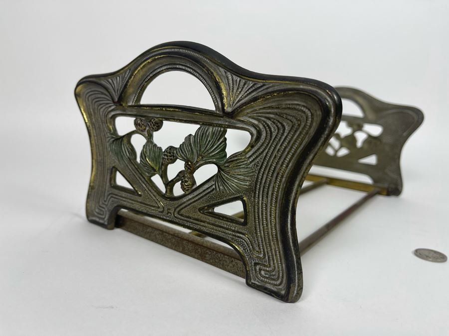 Vintage Adjustable Metal Art Nouveau Book Rack Expandable 12L [Photo 2]