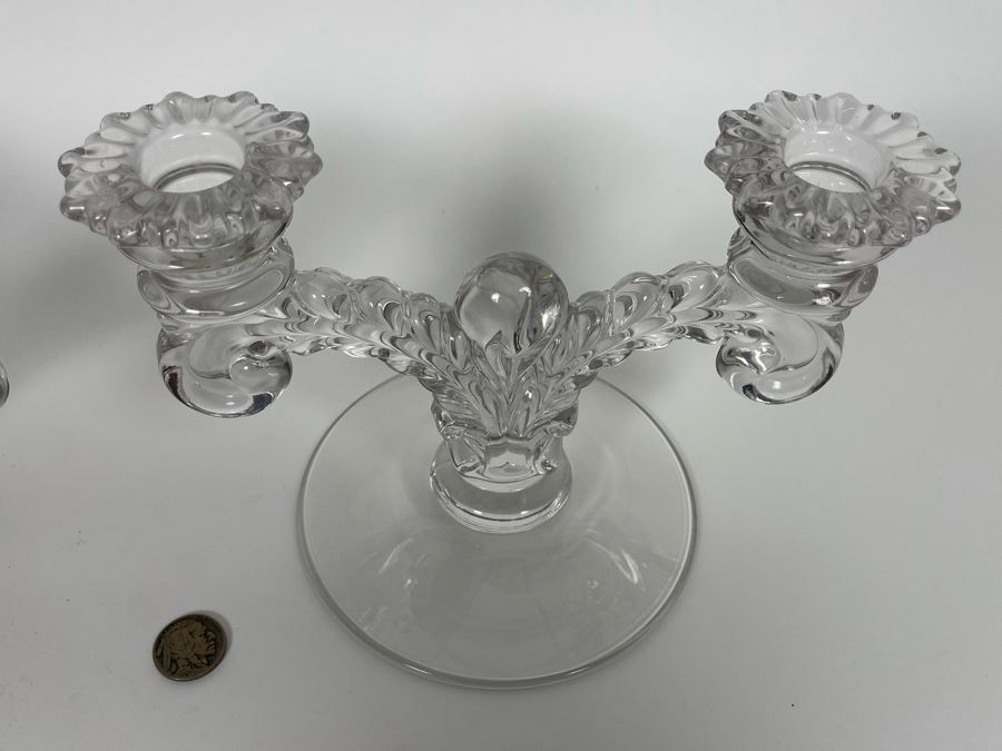 Vintage Pair Of Glass Candle Holders 8W X 6H [Photo 3]