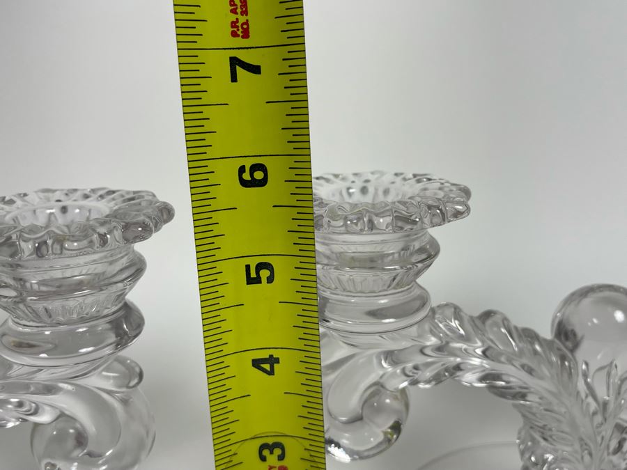 Vintage Pair Of Glass Candle Holders 8W X 6H [Photo 5]