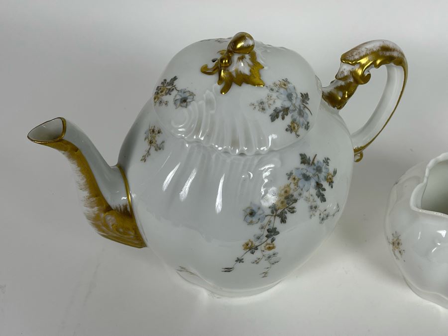 Elegant L. Sazerat Limoges France Teapot With Creamer And Sugar Bowl [Photo 5]