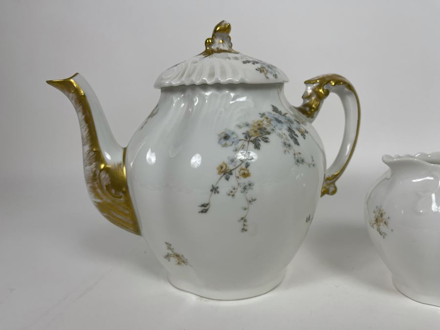 Elegant L. Sazerat Limoges France Teapot With Creamer And Sugar Bowl [Photo 3]