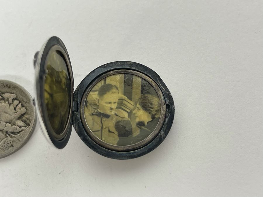 Vintage Sterling Silver US Army Infantry Crossed Rifles Locket Brooch Pin With Photos 7.4g [Photo 8]