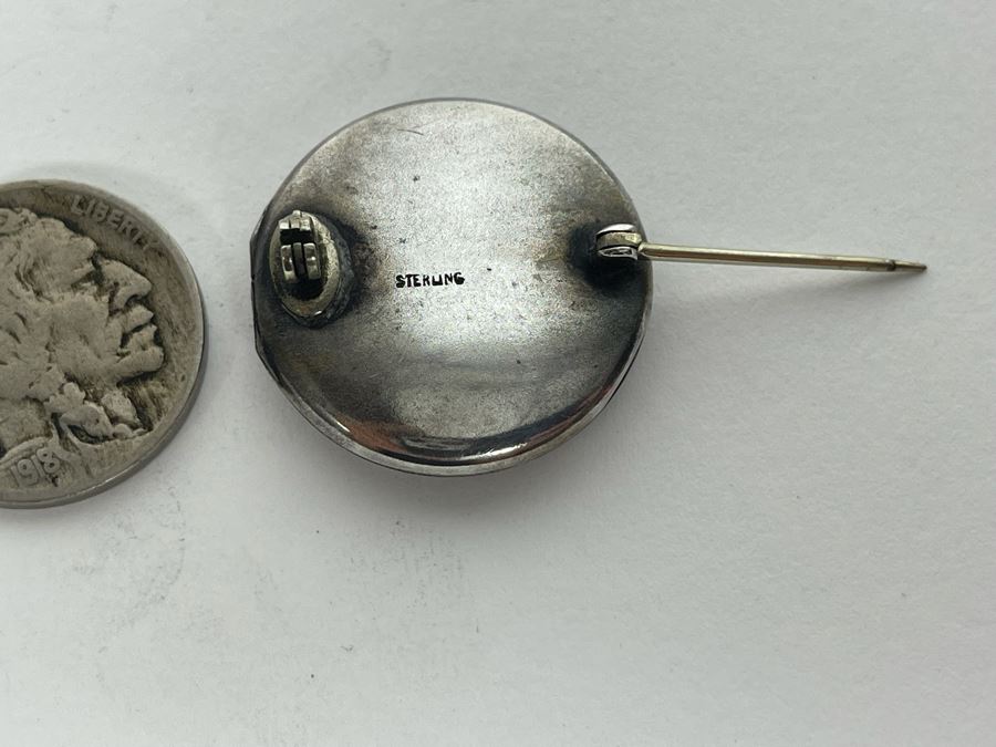 Vintage Sterling Silver US Army Infantry Crossed Rifles Locket Brooch Pin With Photos 7.4g [Photo 4]