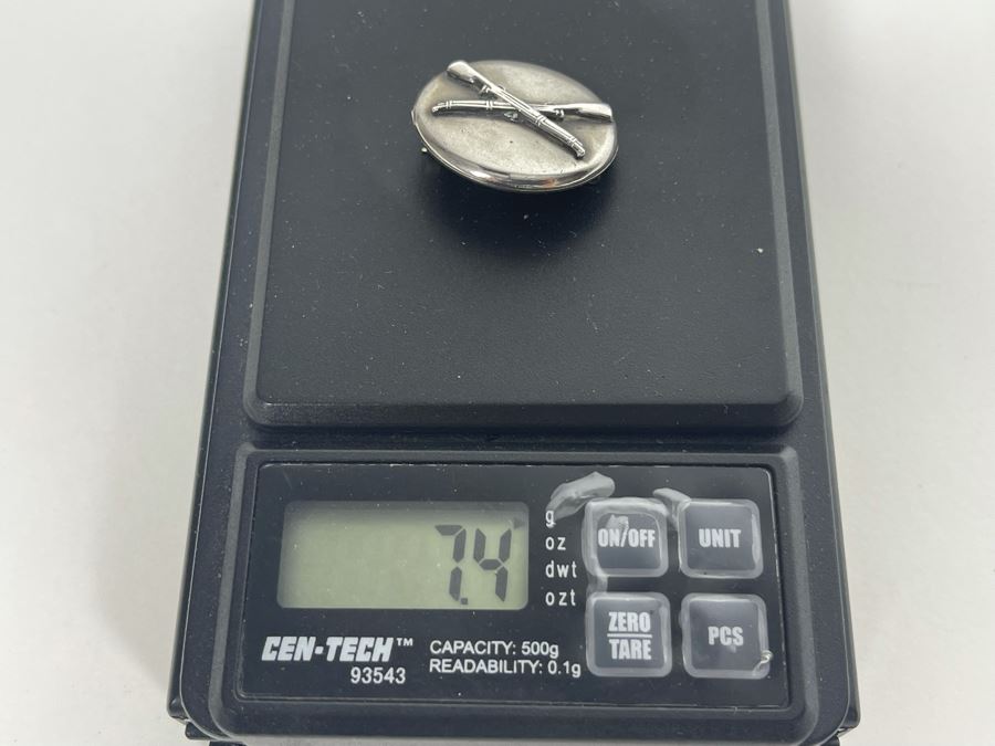 Vintage Sterling Silver US Army Infantry Crossed Rifles Locket Brooch Pin With Photos 7.4g [Photo 10]