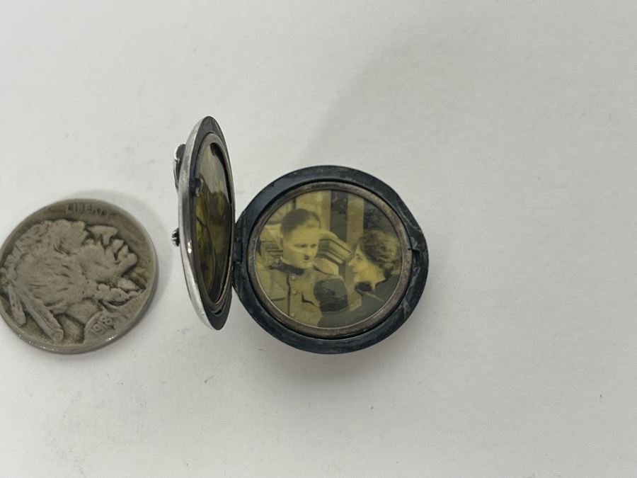 Vintage Sterling Silver US Army Infantry Crossed Rifles Locket Brooch Pin With Photos 7.4g [Photo 9]