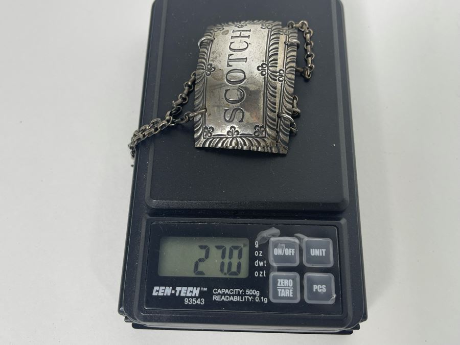 Vintage Pair Of Sterling Silver Bourbon & Scotch Liquor Tags Stieff Williamsburg Sterling 27g [Photo 5]