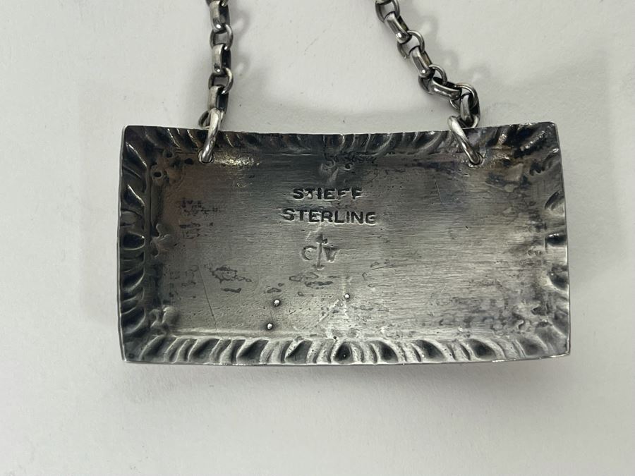 Vintage Pair Of Sterling Silver Bourbon & Scotch Liquor Tags Stieff Sterling 21.6g [Photo 4]
