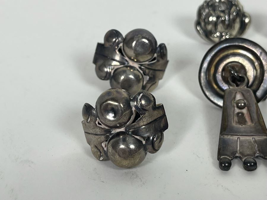 Collection Of Vintage Sterling Silver Screw Back Earrings 38.9g [Photo 8]