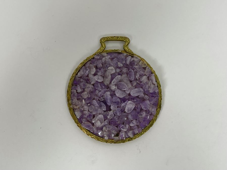 Vintage Amethyst Stone Handheld Mirror 2.75W [Photo 2]