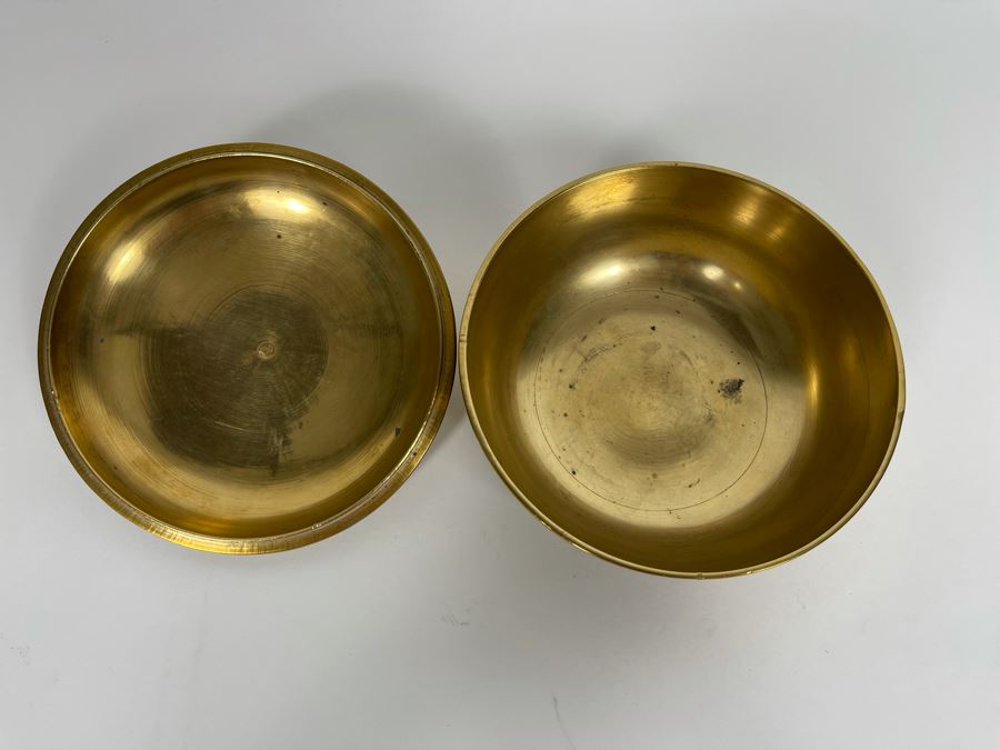 Vintage Brass Asian Bowl With Lid 6R [Photo 6]