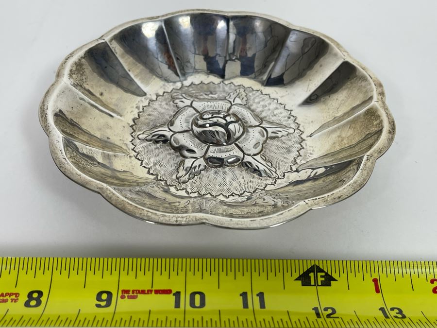 Sterling Silver Repousse Floral Design Bowl Casa Preito Juarez Mexico 6W 237.8g [Photo 6]