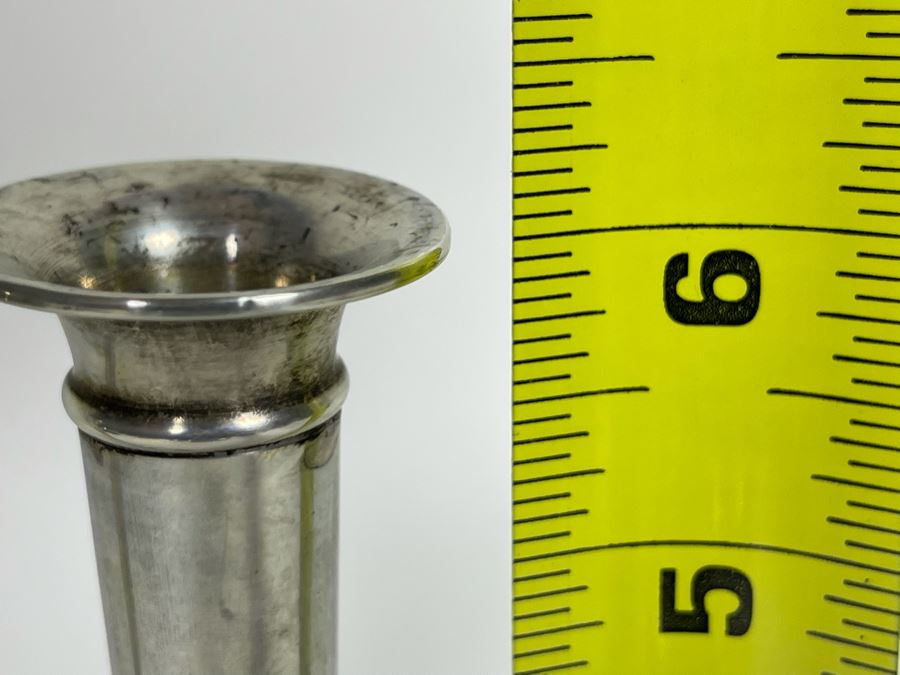 Pair Of Sterling Silver Weighted Vases 6H [Photo 4]