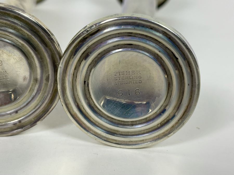 Pair Of Sterling Silver Weighted Vases 6H [Photo 3]