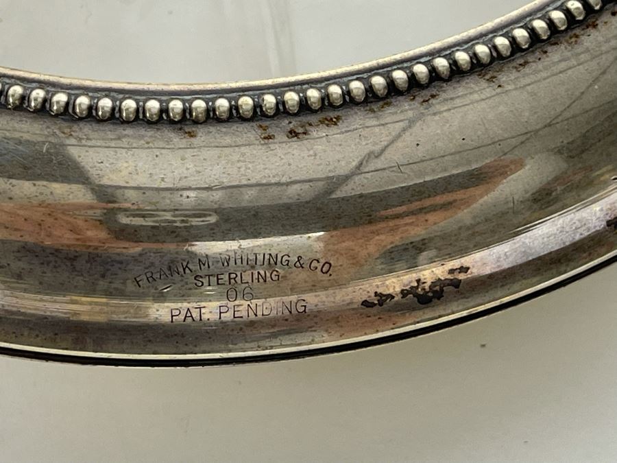 Set Of Three Sterling Silver Rim Etched Glass Coasters [Photo 3]