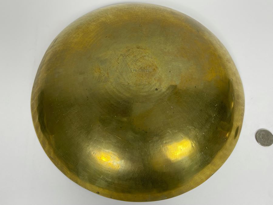 Vintage Chinese Chased Brass Bowl 12W [Photo 8]