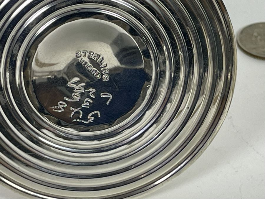 Sterling Silver Weighted Candle Holder With Glass Hurricane Shade 9H And Sterling Silver Weighted Etched Glass Vase 11H [Photo 9]