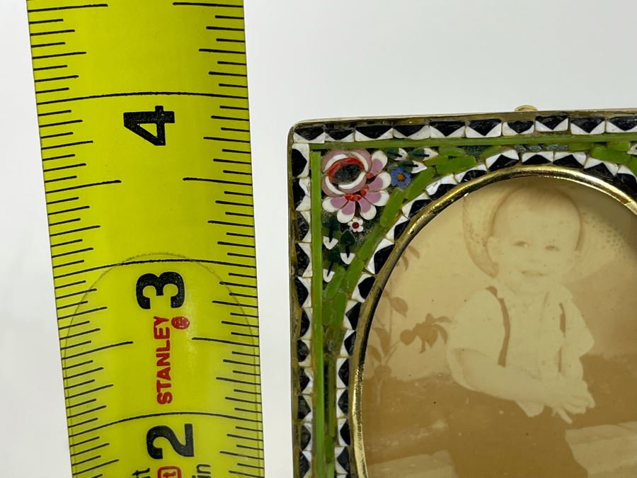 Vintage Italian Inlaid Micro Mosaic Floral Picture Frame 3 X 4 [Photo 7]
