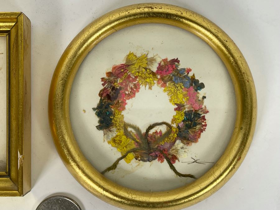Pair Of Signed Framed Dried Pressed Flower Arrangements 3.5W [Photo 2]