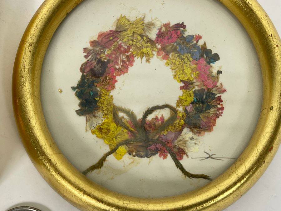 Pair Of Signed Framed Dried Pressed Flower Arrangements 3.5W [Photo 3]