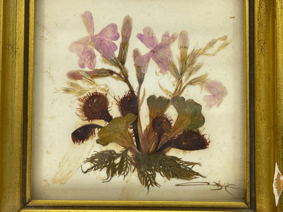 Pair Of Signed Framed Dried Pressed Flower Arrangements 3.5W [Photo 5]