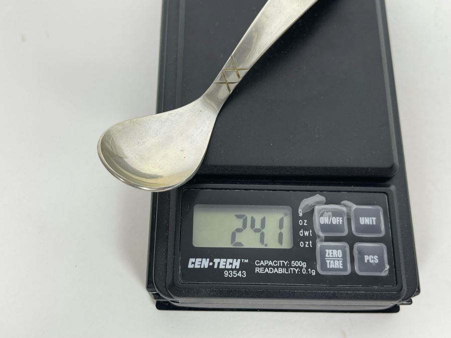 Sterling Silver Allan Adler Modernist Spoon With Storage Cloth From Hollywood CA 24.1g [Photo 7]