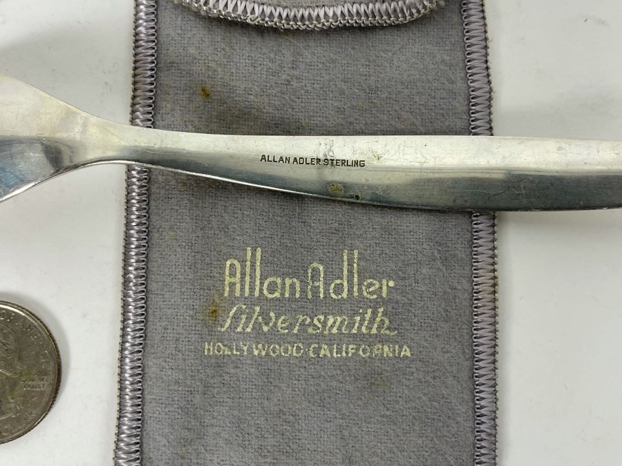 Sterling Silver Allan Adler Modernist Spoon With Storage Cloth From Hollywood CA 24.1g [Photo 6]