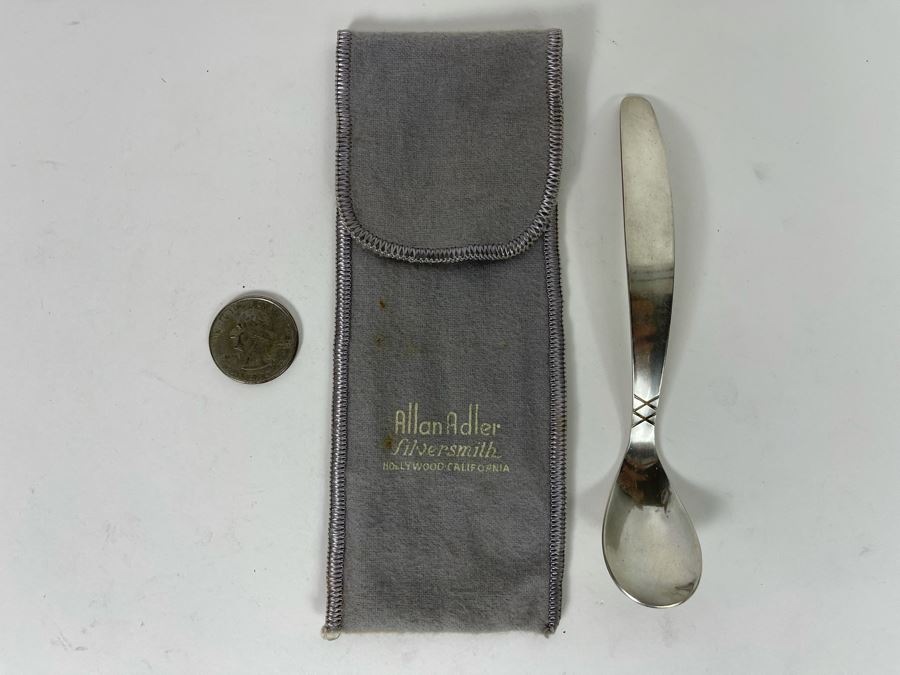 Sterling Silver Allan Adler Modernist Spoon With Storage Cloth From Hollywood CA 24.1g [Photo 2]