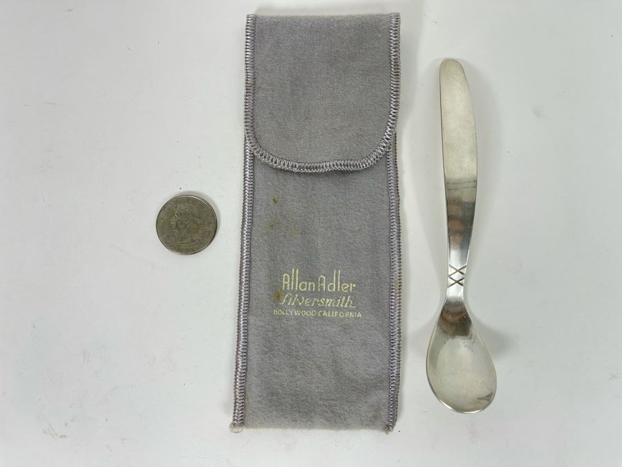 Sterling Silver Allan Adler Modernist Spoon With Storage Cloth From Hollywood CA 24.1g [Photo 3]