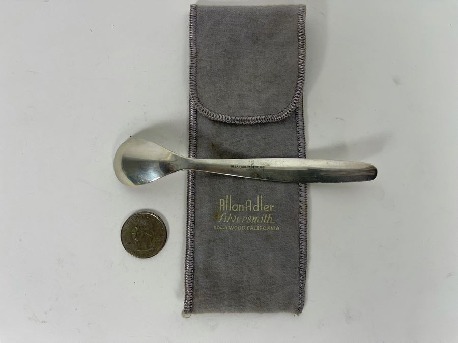 Sterling Silver Allan Adler Modernist Spoon With Storage Cloth From Hollywood CA 24.1g [Photo 5]