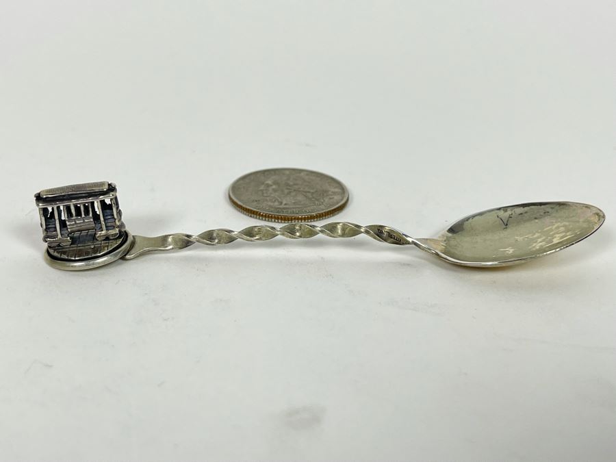 Vintage Sterling Silver San Francisco Cable Car Souvenir Spoon With Rotating Cable Car 9.6g [Photo 2]