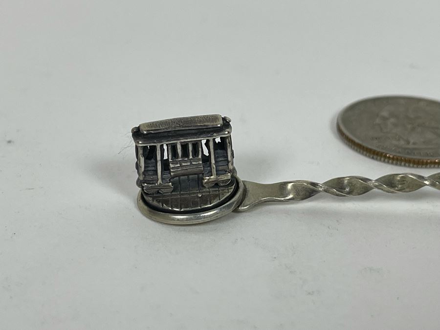 Vintage Sterling Silver San Francisco Cable Car Souvenir Spoon With Rotating Cable Car 9.6g [Photo 5]