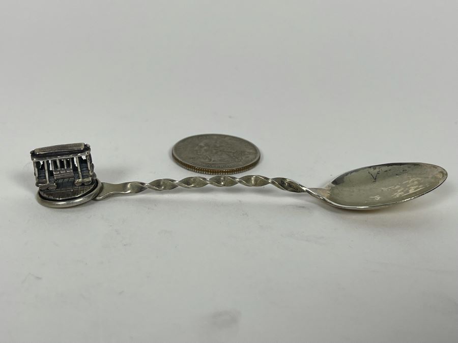 Vintage Sterling Silver San Francisco Cable Car Souvenir Spoon With Rotating Cable Car 9.6g [Photo 3]