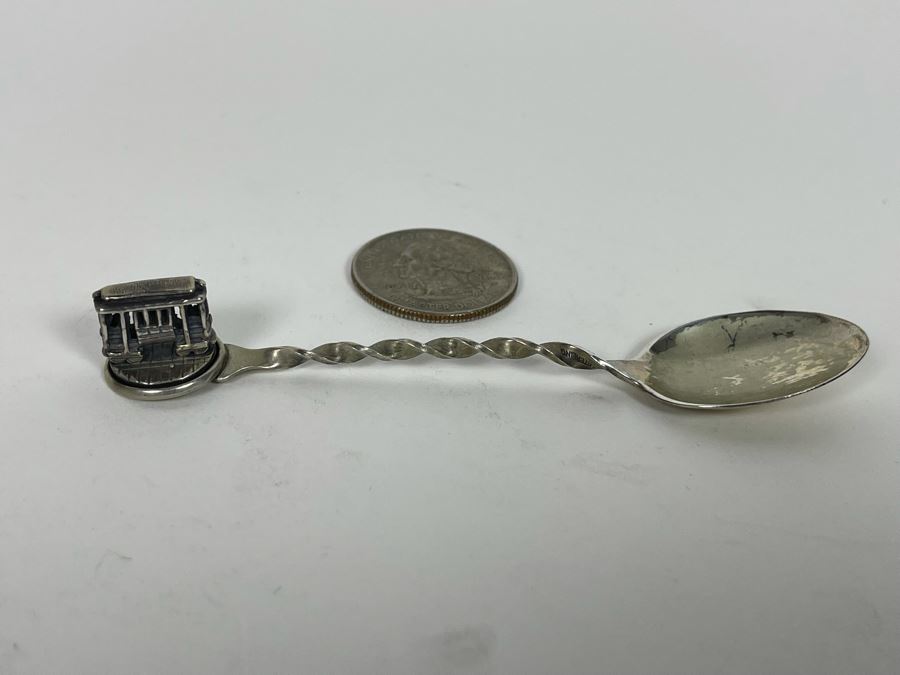 Vintage Sterling Silver San Francisco Cable Car Souvenir Spoon With Rotating Cable Car 9.6g [Photo 4]