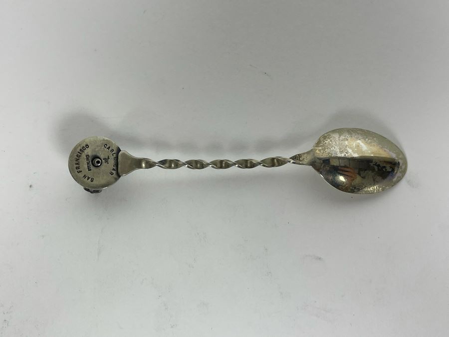 Vintage Sterling Silver San Francisco Cable Car Souvenir Spoon With Rotating Cable Car 9.6g [Photo 7]