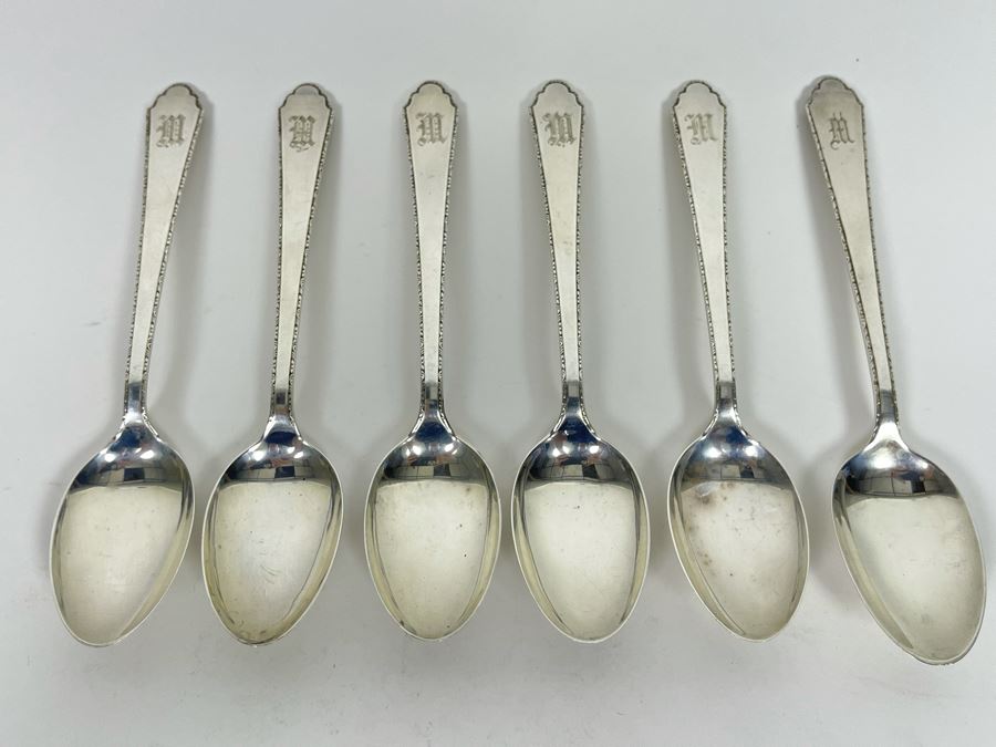 Six Antique Sterling Silver Spoons 132.1g [Photo 1]