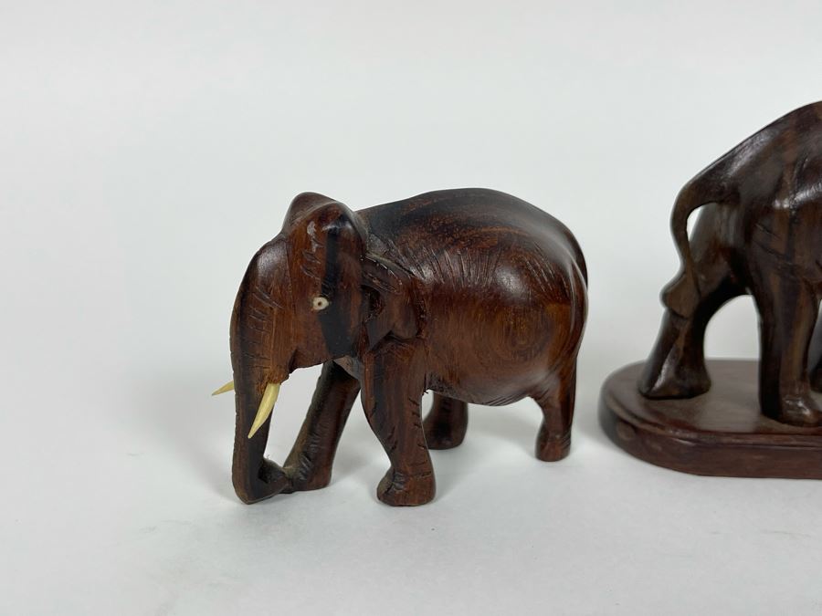 Set Of Carved Wooden Elephants From India (Center Elephant Is 6L) [Photo 6]
