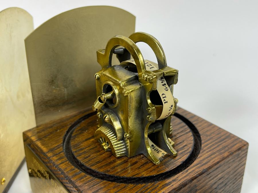Pair Of Reproduction Edison Stock Ticker Replicas Bookends With Glass Domes 3.75W X 3.75D X 5.5H [Photo 8]