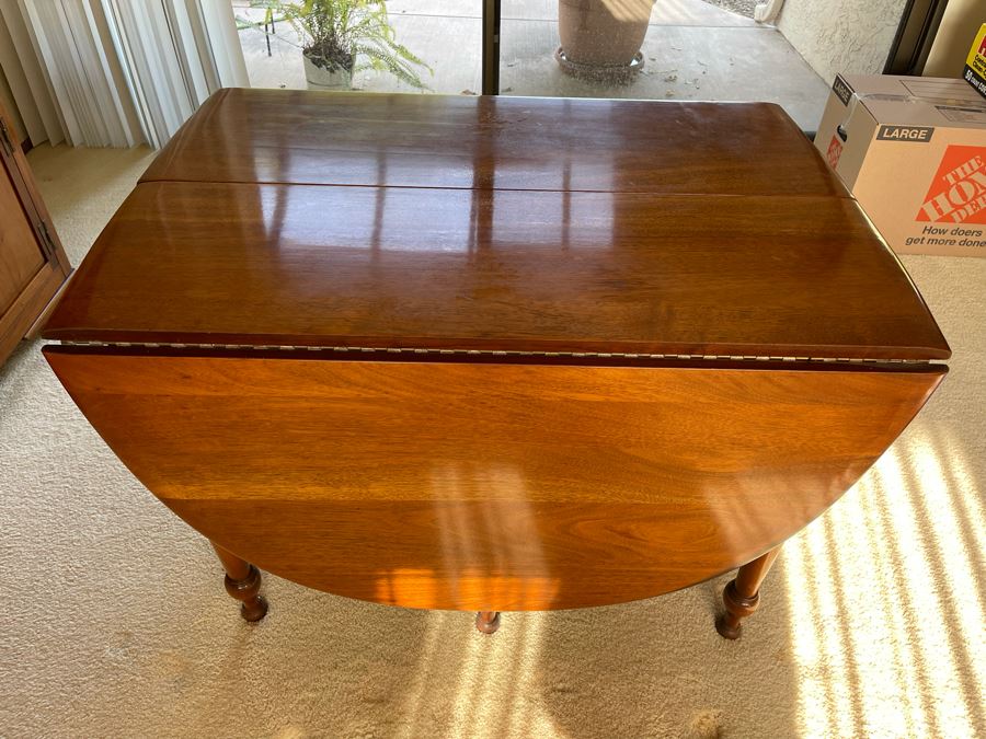 Mahagony Drop Leaf Dining Table With Six Chairs And Matching Mahagony China Cabinet - Comes With Extra Leaf - Made By Unique Furniture Makers [Photo 21]