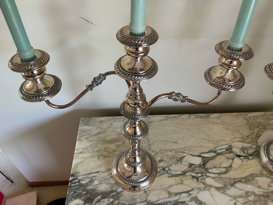 Pair Of Silver On Copper Candelabras By N. S. Co [Photo 5]