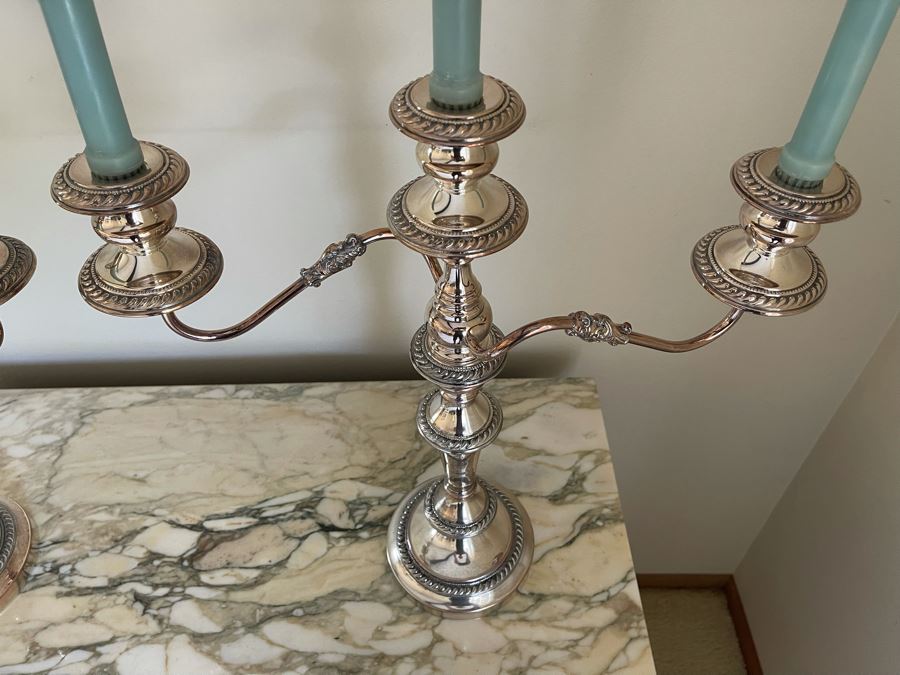 Pair Of Silver On Copper Candelabras By N. S. Co [Photo 6]