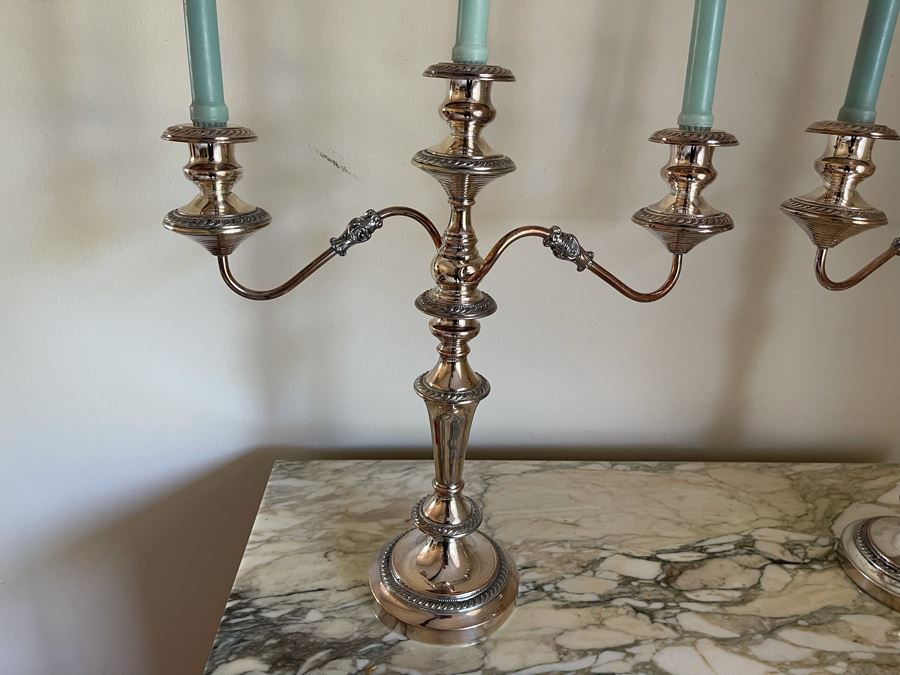 Pair Of Silver On Copper Candelabras By N. S. Co [Photo 4]