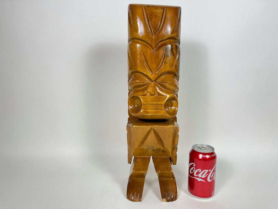 JUST ADDED - Vintage Wooden Hawaiian Tiki Statue 18H [Photo 1]