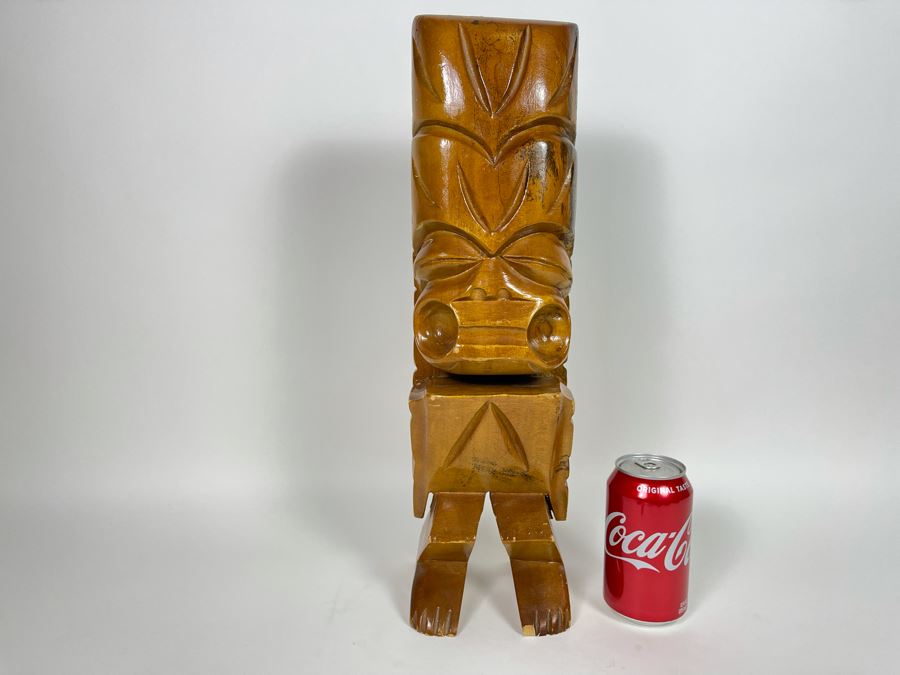 JUST ADDED - Vintage Wooden Hawaiian Tiki Statue 18H [Photo 2]