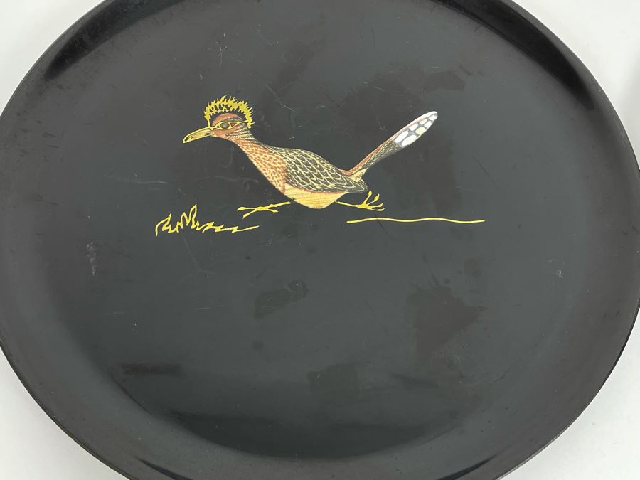 JUST ADDED - Pair Of Couroc Monterey CA Inlaid 10.5R Trays Cable Car And Bird [Photo 5]