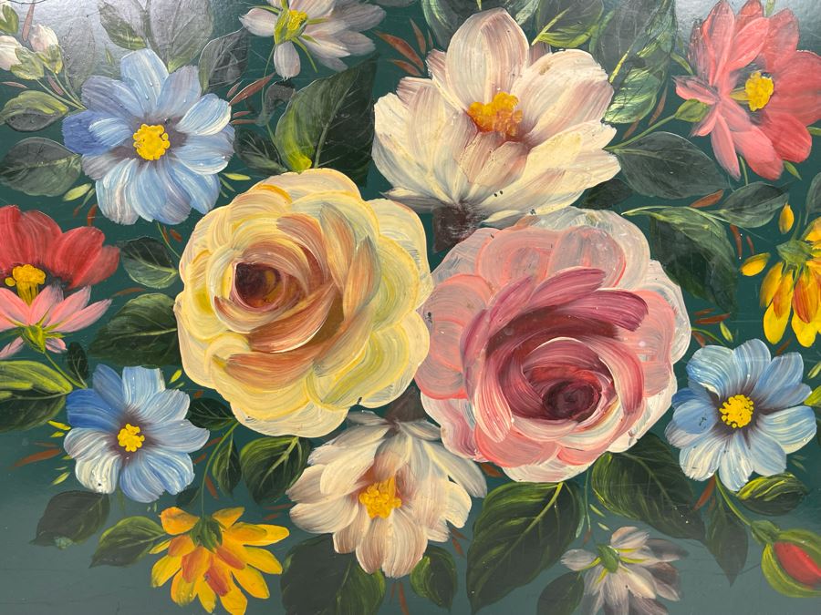 JUST ADDED - Large Hand Painted Metal Tray From England Signed Joy M. Barlow 20 X 15 [Photo 5]