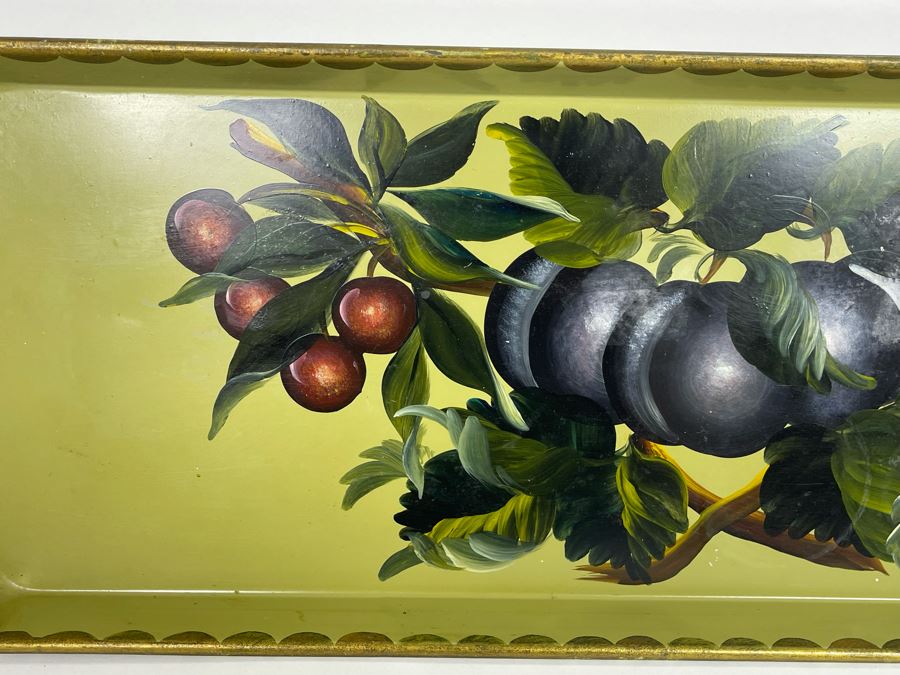 JUST ADDED - Hand Painted Metal Tray Signed 20 X 8 [Photo 3]