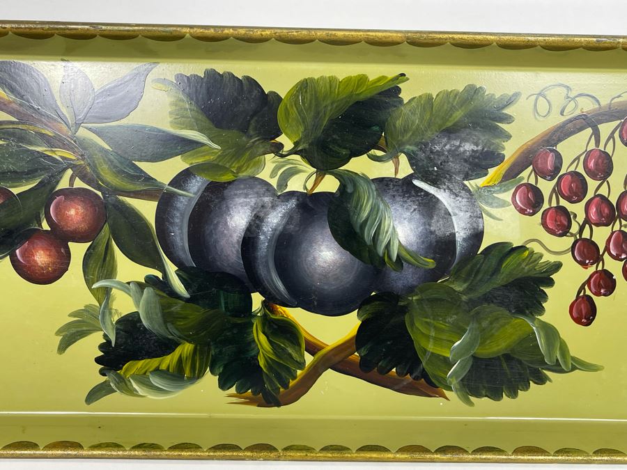JUST ADDED - Hand Painted Metal Tray Signed 20 X 8 [Photo 4]