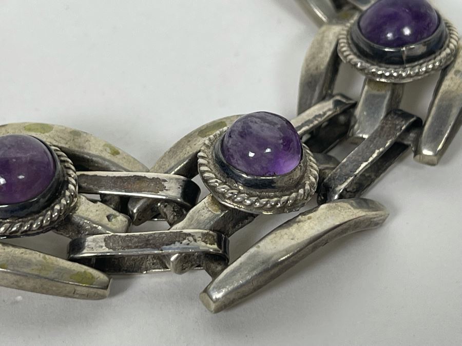 JUST ADDED - Sterling Silver Amethyst Handmade Bracelet 69.4g [Photo 8]